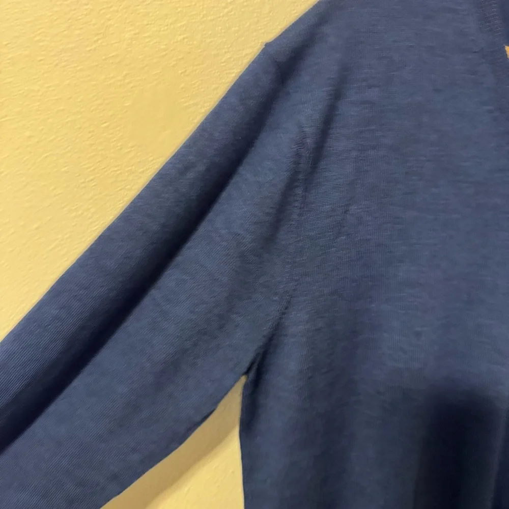 Bonobos Extra Fine Merino Wool V Neck Pullover Sweater Blue Preppy Academia-L